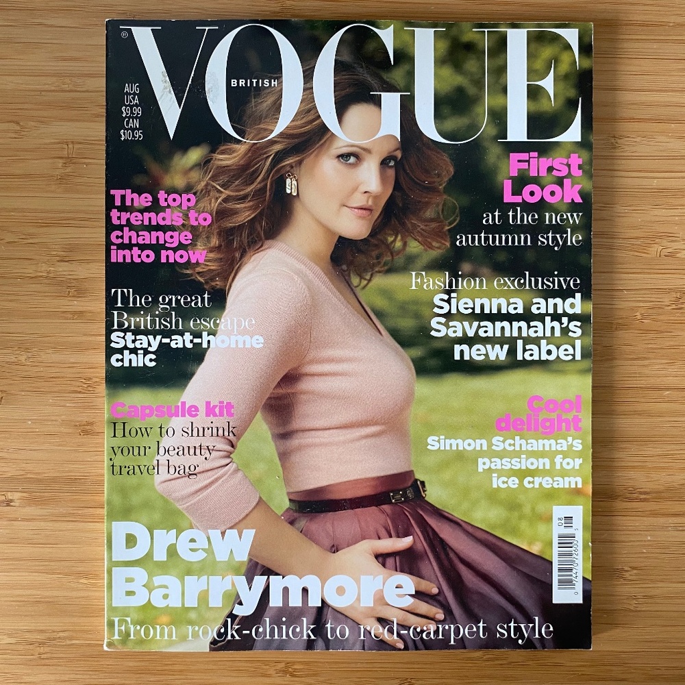 British Vogue, August 2007 Vol.173 ft. Drew Barrymore